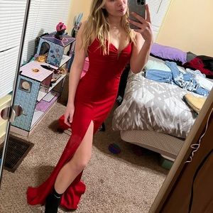 red prom dress with slit